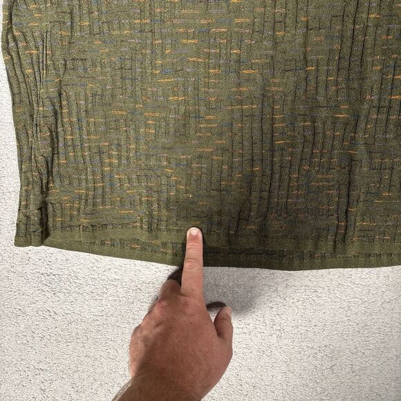 Jhane Barnes Sweater Mens Size M Olive Green Silk Blend 3D Knit Normcore Grandpa - Picture 10 of 16